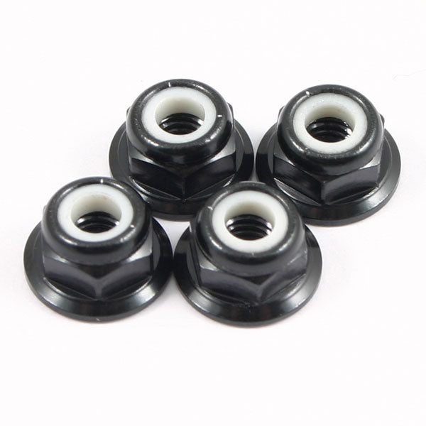 Fastrax M4 BLACK FLANGED LOCKNUTS - pack of 4