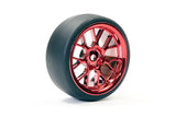 FASTRAX 1/10 (4) DRIFT D1 TYREw/3MM 14-SPOKE WHEEL - MET RED