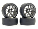 FASTRAX 1/10 (4) DRIFT D1 TYRE w/3MM 10-SPOKE WHEEL- GRAPHTE
