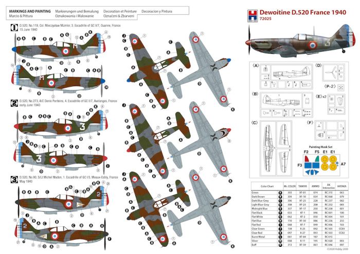 Hobby 2000 1/72 Dewoitine D520 France 1940 Kit 72025