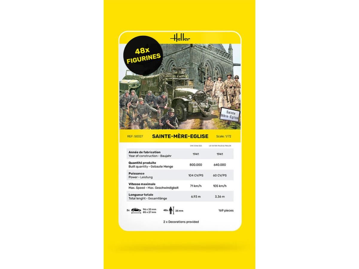Heller 1/72 Sainte-Mere-Eglise - Trucks & Figures Diorama Kit 50327
