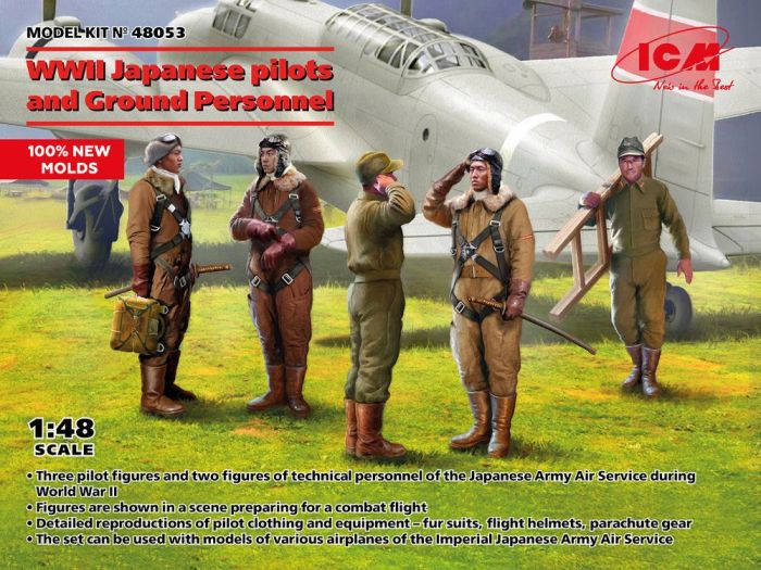 ICM 1/48 WWII Japanese Pilots & Ground Personnel Kit 48053