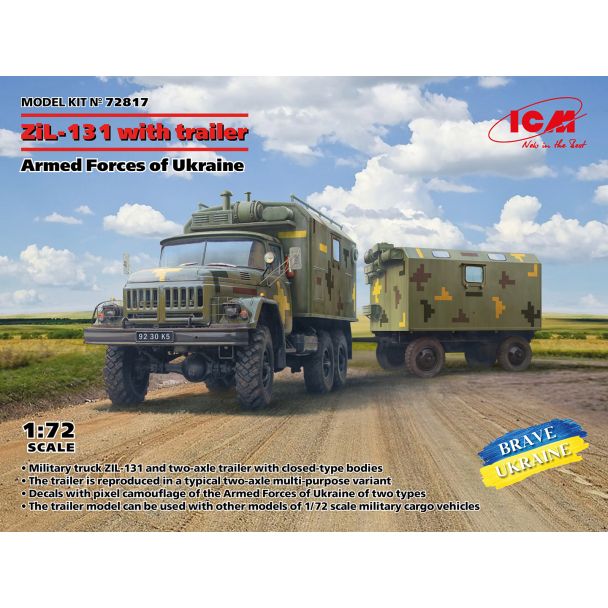 ICM 1/72 ZIL 13L TRUCK AND TRAILER UKRAINE ARMED FORCES ICM72817