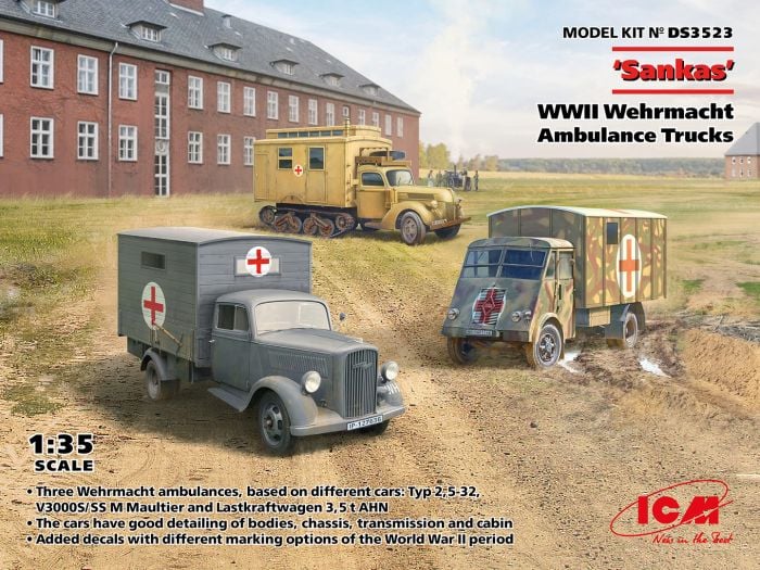 ICM 1/35 GERMAN WWII Sankas AMBULANCE DIRORMA SET DS3523