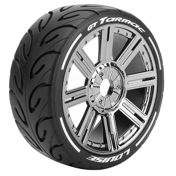 LOUISE RC GT-TARMAC 1/8 FR/RR SOFT HEX 17MM SPOKE BLACK CHROME