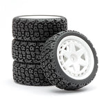 FASTRAX 1/10 R BLOCK RALLY TYRES/6-SPOKE WHITE WHEELS (4)