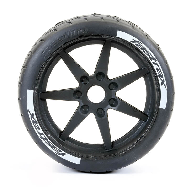 FASTRAX SUPAFORZA WIDE REAR 45° TYRES/BLK 17MM HEX WHEELS