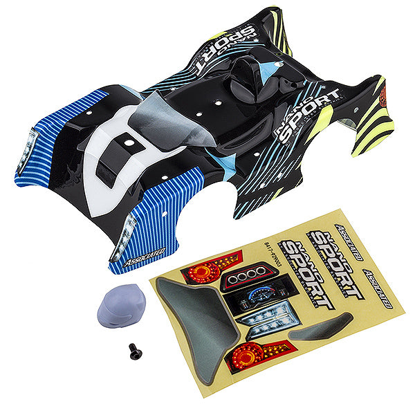 TEAM ASSOCIATED NANO SPORT BLUE/BLACK BODYSHELL W/DECALS