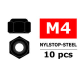 CORALLY STEEL NUT M4 BLACK COATED 10 PCS