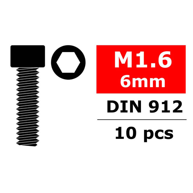 CORALLY STEEL SCREWS M1.0006X 6MM HEX SOCKET HEAD 10 PCS