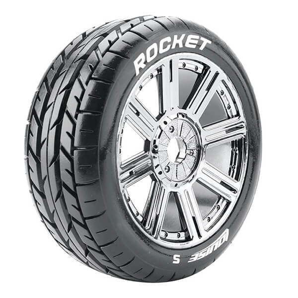 LOUISE RC B-ROCKET 1/8 FR/RR SOFT HEX 17MM SPOKE BLACK CHROME