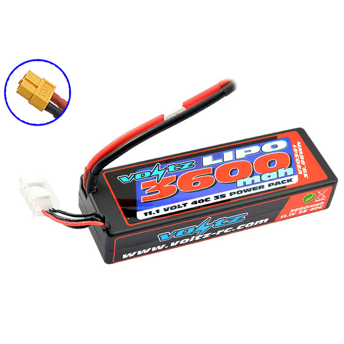 VOLTZ 3600mah HARD CASE 11.1V40C LIPO STICK-LOW PRO 2S size