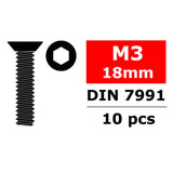 CORALLY STEEL SCREWS M3 X 18MMHEX FLAT HEAD 10 PCS