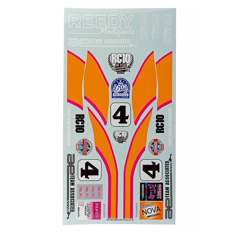 TEAM ASSOCIATED RC10 TEAM CARKIT DECAL SHEET