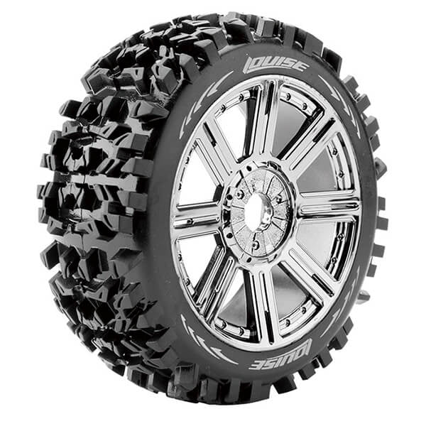 LOUISE RC B-PIONEER 1/8 FR/RR SOFT HEX 17MM SPOKE BLACK CHROME