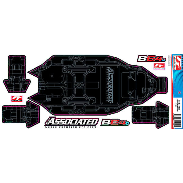 TEAM ASSOCIATED RC10B6.4D FT CHASSIS PROTECTIVE SHEET PRINTED