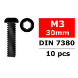 TEAM CORALLY HEX BUTTON HEADSCREW M3X30 STEEL 10 PCS