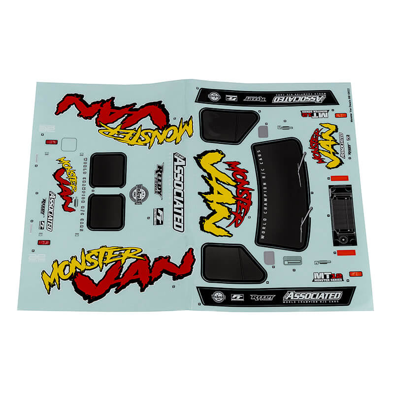 TEAM ASSOCIATED MT12 MONSTER VAN DECAL SHEET