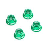 FASTRAX M4 GREEN FLANGED ALUMINIUM LOCKNUTS 4PCS FTM4GRF