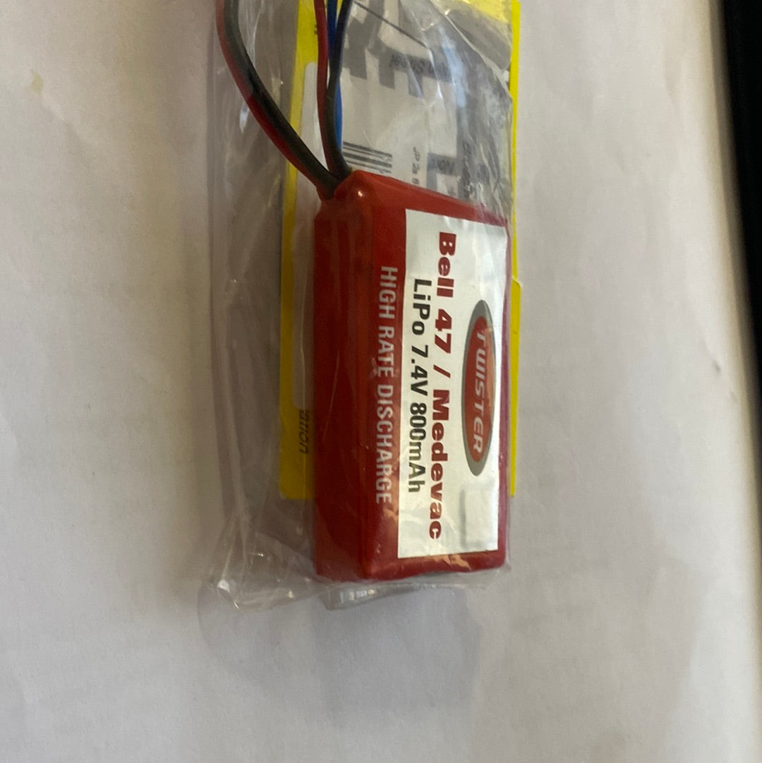 JP 2s 800mAh Lipo - Twister Bell 47/Medevac with JST connector