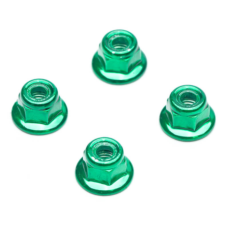 FASTRAX M5 GREEN FLANGED ALUMINIUM LOCKNUTS (4) FTM5GRF