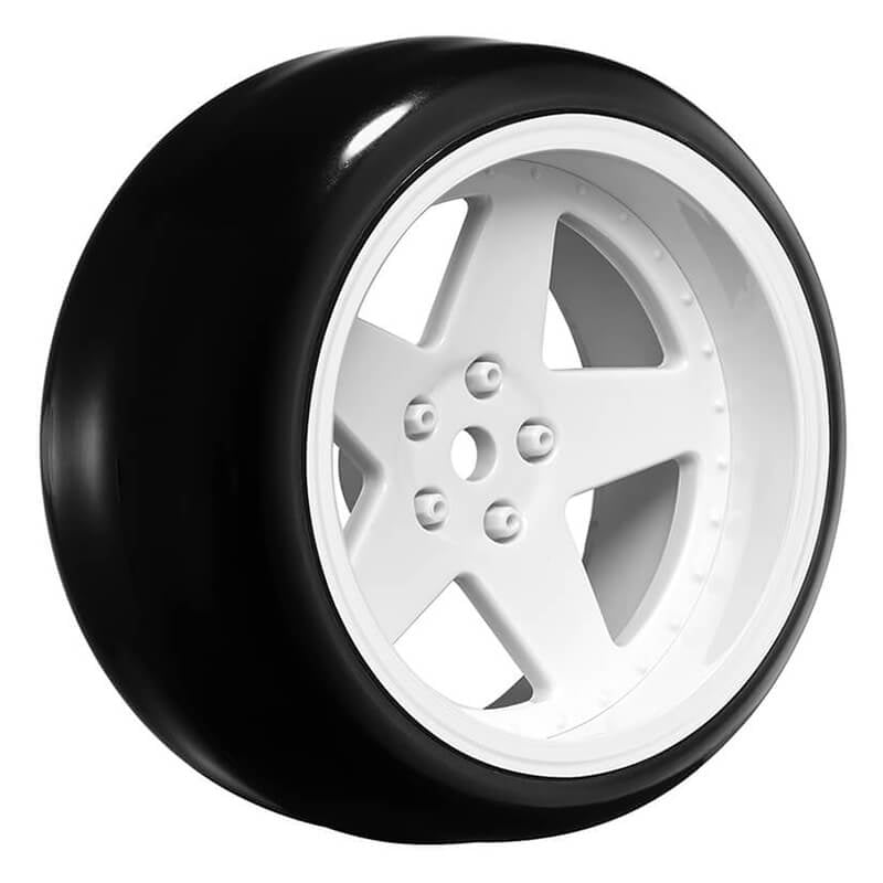 LOUISE RC 1/10 DRIFT 2468MM OFFSET 5-SPOKE WHEELS GLOSS WHITE WITH TYRES