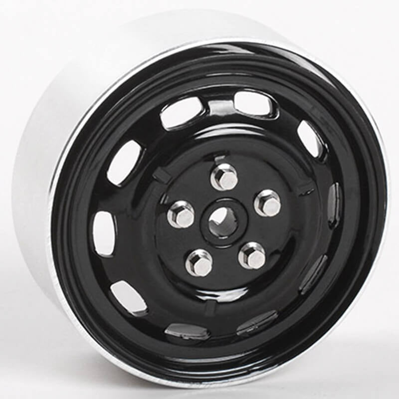 RC4WD STAMPED STEEL 1.7 Inch 10-OVAL HOLE WHEELS (BLACK)