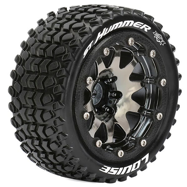 LOUISE RC ST-HUMMER 1/10 SOFT BEAD-LOCK 1/2 OFFSET HEX 12MM BLACK CHROME