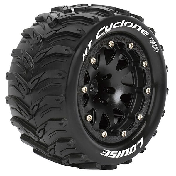 LOUISE RC MT-CYCLONE 1/10 SOFT BEAD-LOCK/1/2 OFFSET HEX 12M BLACK