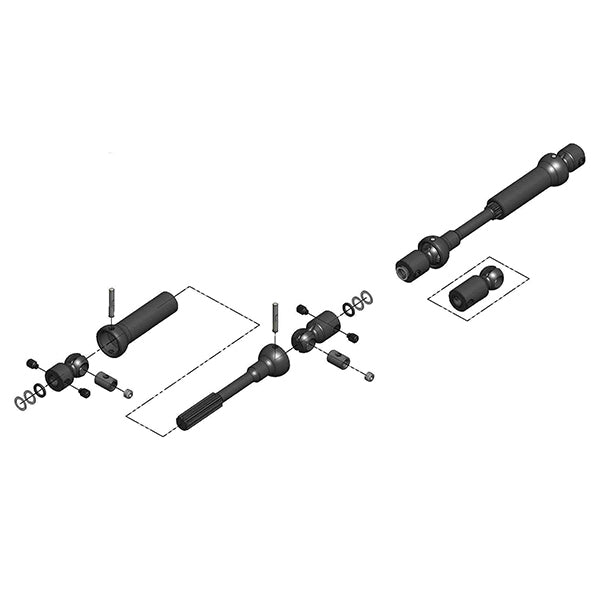 MIP X-DUTY CENTER DRIVE KIT 115MM TO 140MM W/ 5MM HUBS SCX10 TRAIL HONCHO WRANGLER CHEROKEE