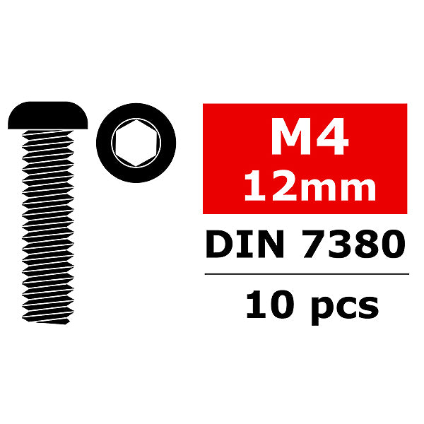 CORALLY STEEL SCREWS M4 X 12MM HEX BUTTON HEAD 10 PCS