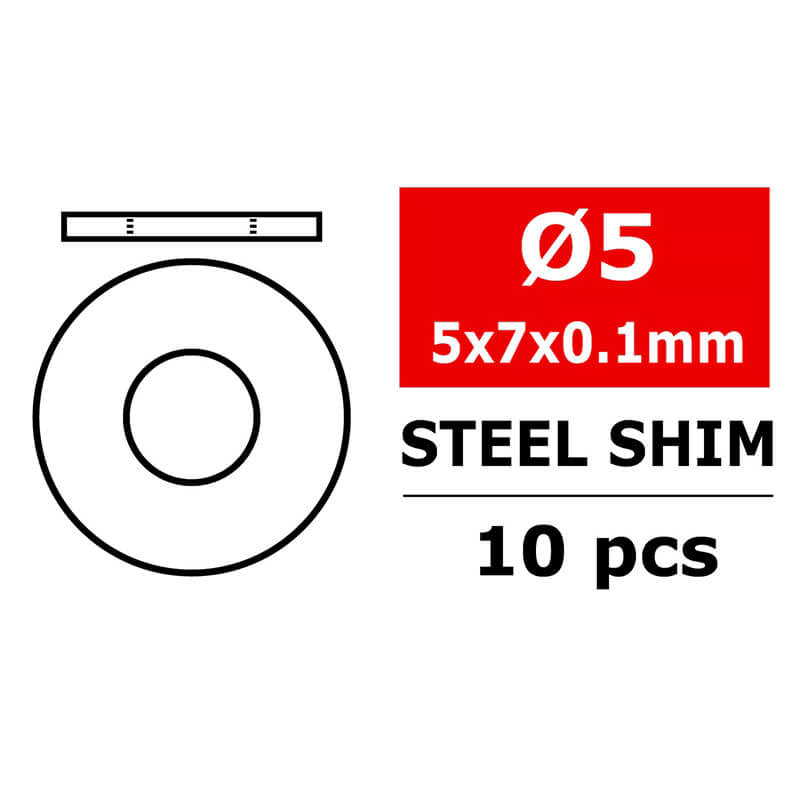 CORALLY STEEL METRIC SHIM5X7X0.1MM 10 PCS