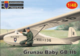Kovozavody Prostejov 1/48 Grunau Baby IIb Kit 4813