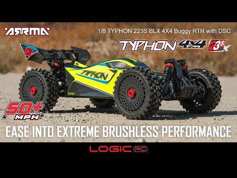 Arrma 1/8 TYPHON 223S BLX 4X4 Buggy RTR with DSC - Yellow