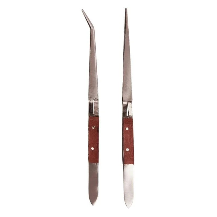 Amtech R0380 2 Piece wooden handle tweezer set