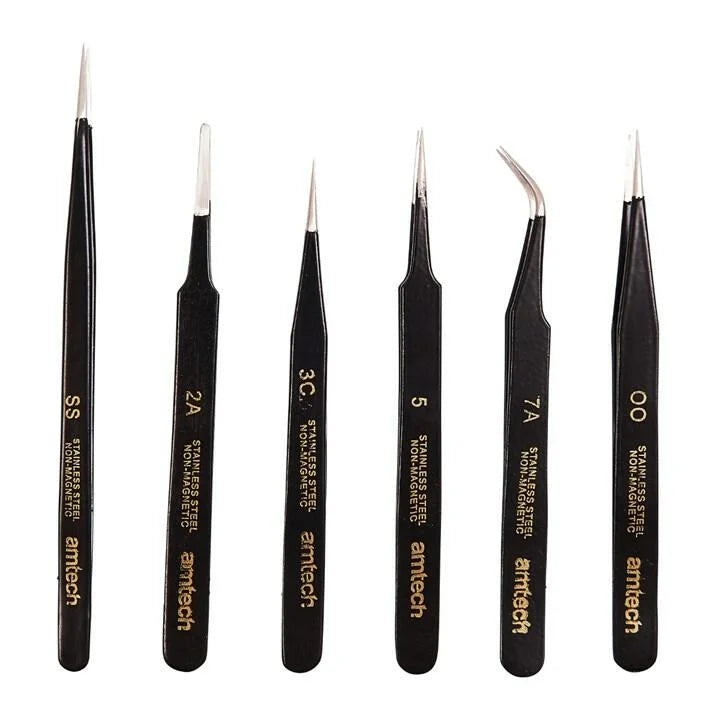 Amtech R0384 6 Piece coated tweezer set