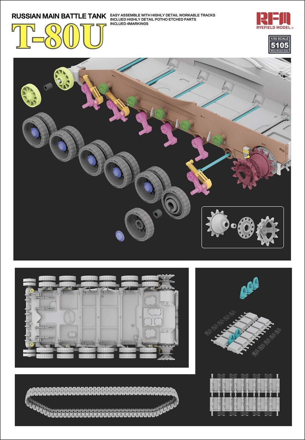 Rye Field Model RM-5105 1/35 Russian Main Battle Tank T-80U Kit
