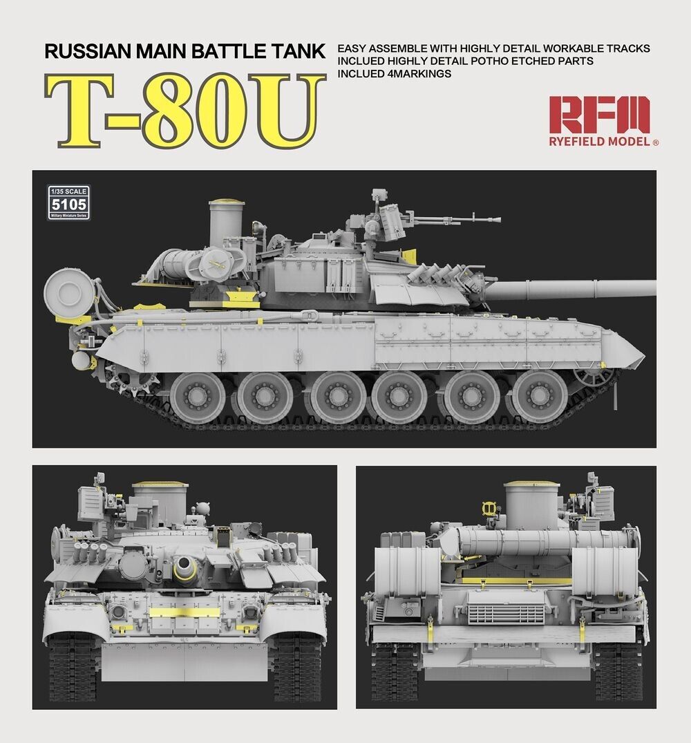 Rye Field Model RM-5105 1/35 Russian Main Battle Tank T-80U Kit