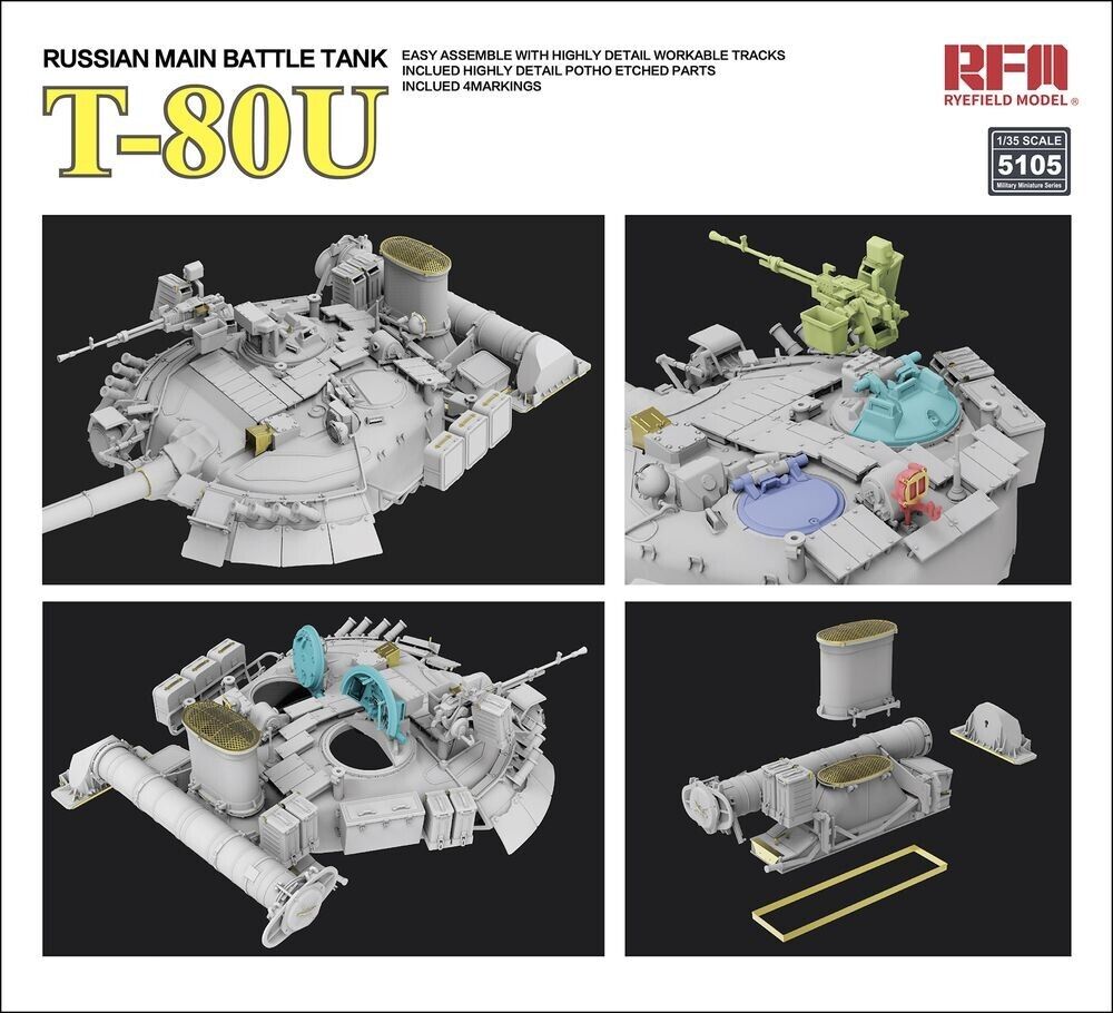 Rye Field Model RM-5105 1/35 Russian Main Battle Tank T-80U Kit