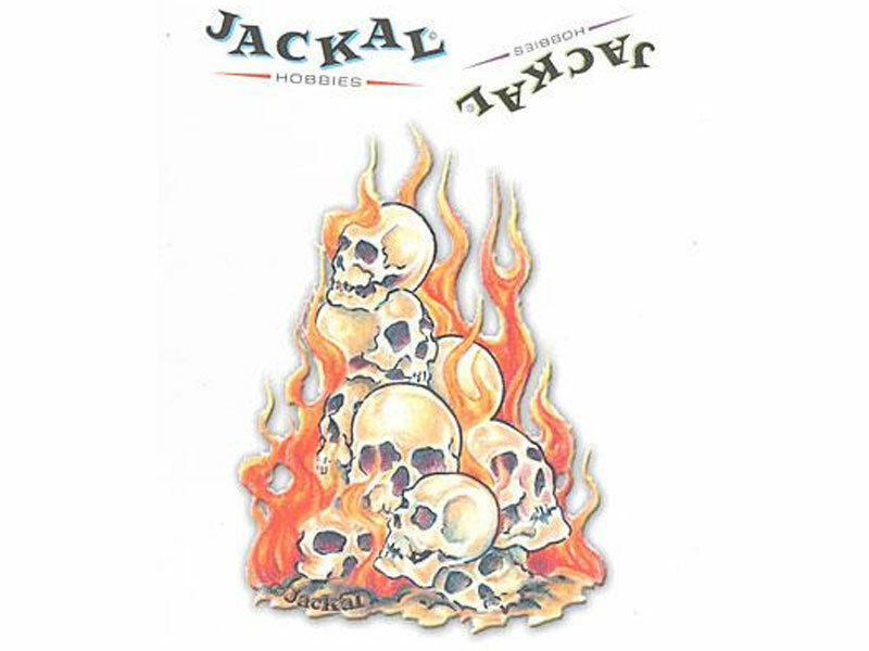 Jackal 00017 Flaming Skulls Hood Sticker Deacals