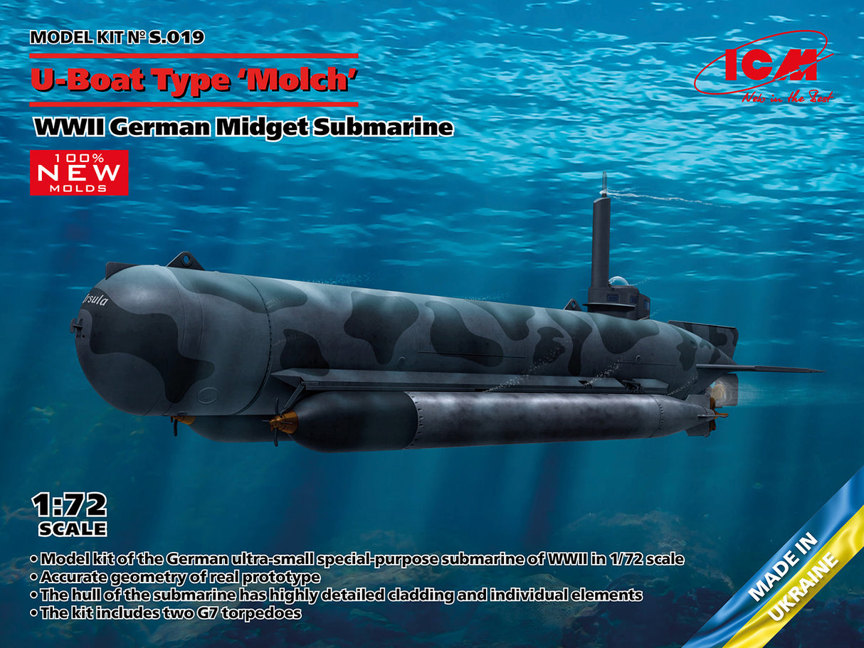 ICM 1/72 U-Boat Type Molch WWII German Midget Submarine S019