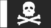 Becc Fabric Jolly Roger Skull & Cross Bones Black and White 75mm JR01