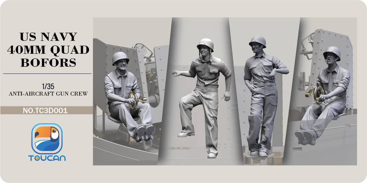 Toucan Models 1/35 U.S Navy Bofors Gun Crew Figure Set 1
