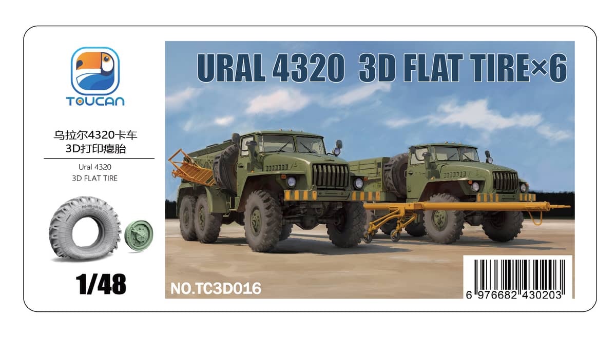 Toucan Models 1/35 URAL 4320 3D Flat Tyre x 4