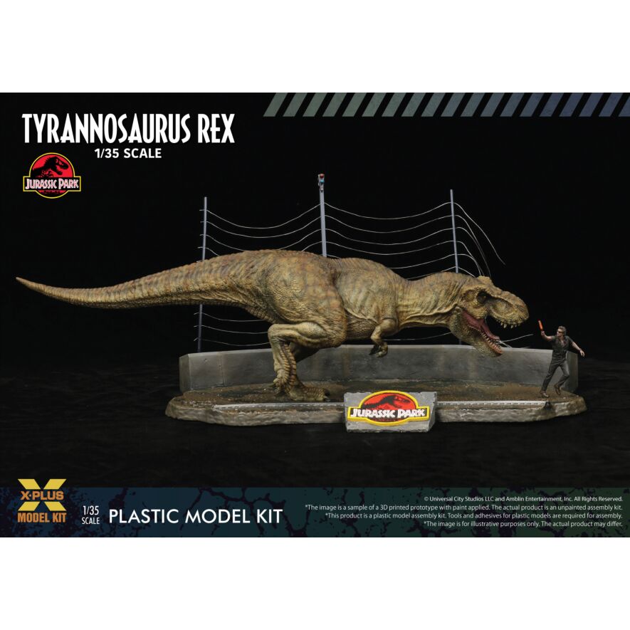 XPLUS 1/35 Scale Jurassic Park Tyrannosaurus Rex Plastic Model Kit