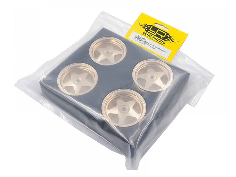 Yeah Racing Aluminium CMC 5 Spoke Rim set of  - Gold to suit Tamiya