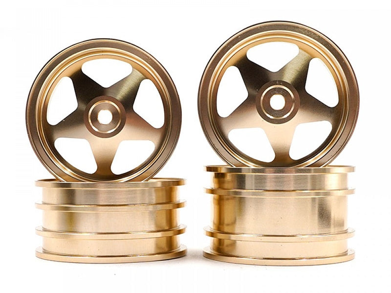 Yeah Racing Aluminium CMC 5 Spoke Rim set of  - Gold to suit Tamiya