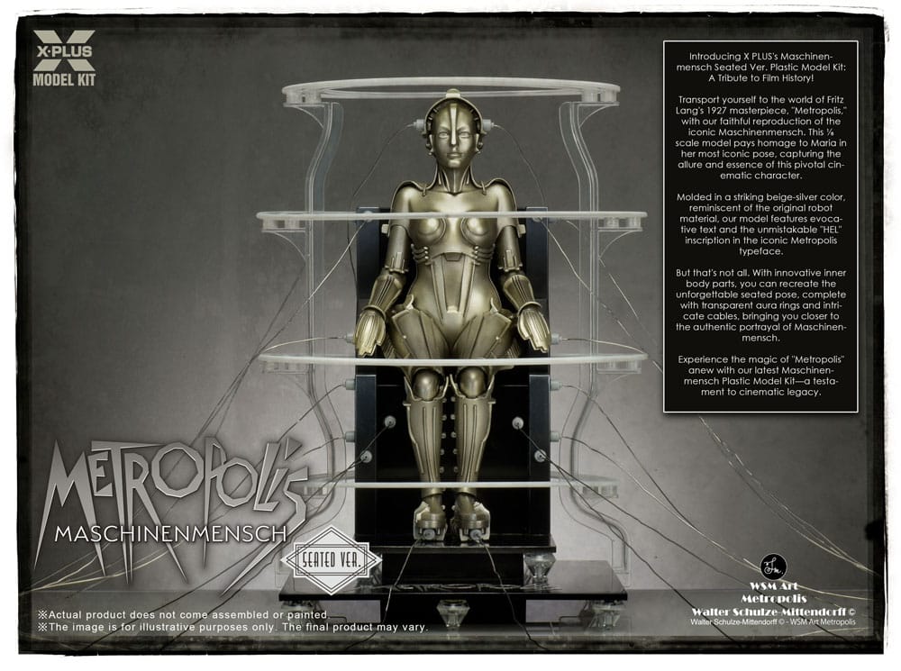 X-Plus  1/8 scale Plastic Model Kit Metropolis Maschinenmensch Seated Version