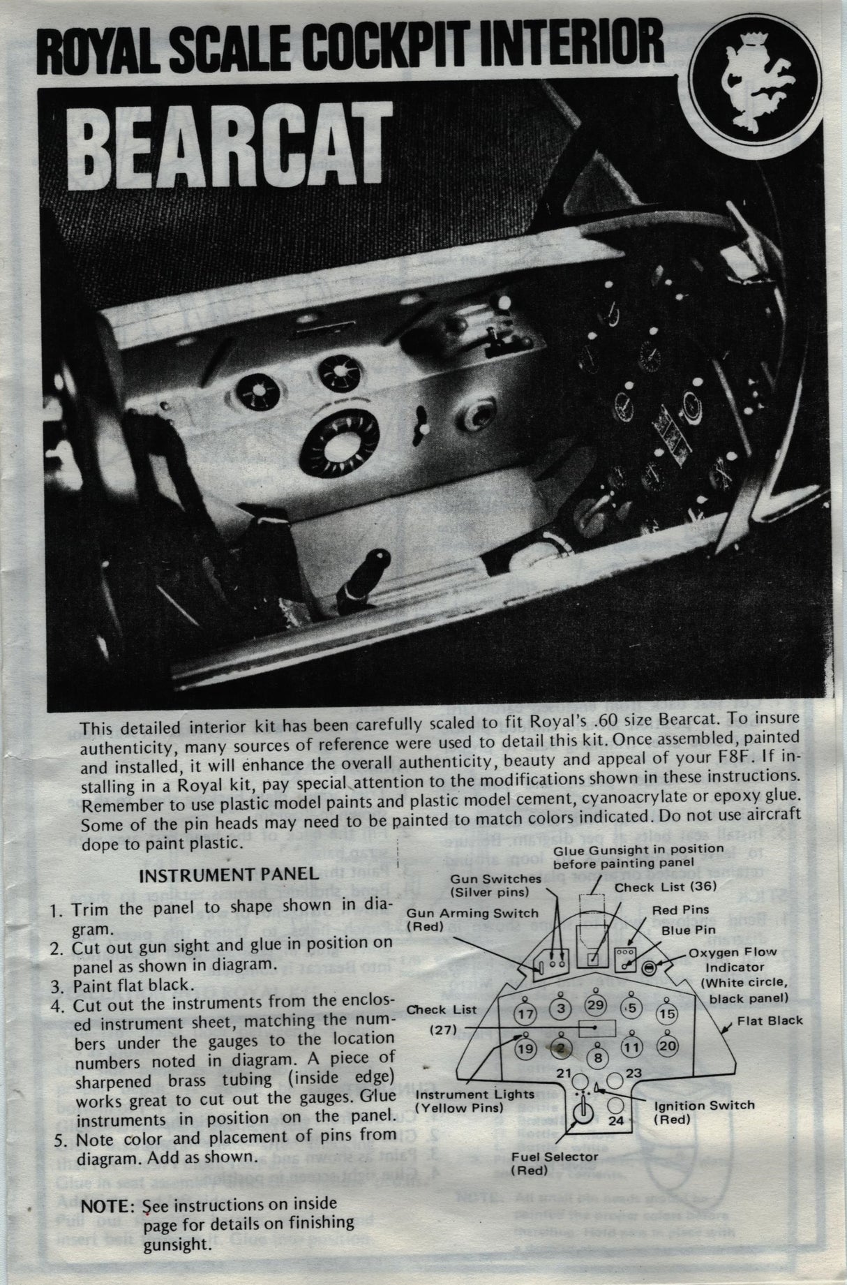 Bearcat Royal Scale Cockpit Interior for a Bearcat (Box 71)