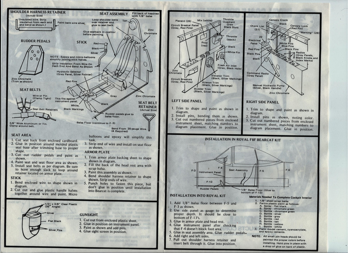 Bearcat Royal Scale Cockpit Interior for a Bearcat (Box 71)